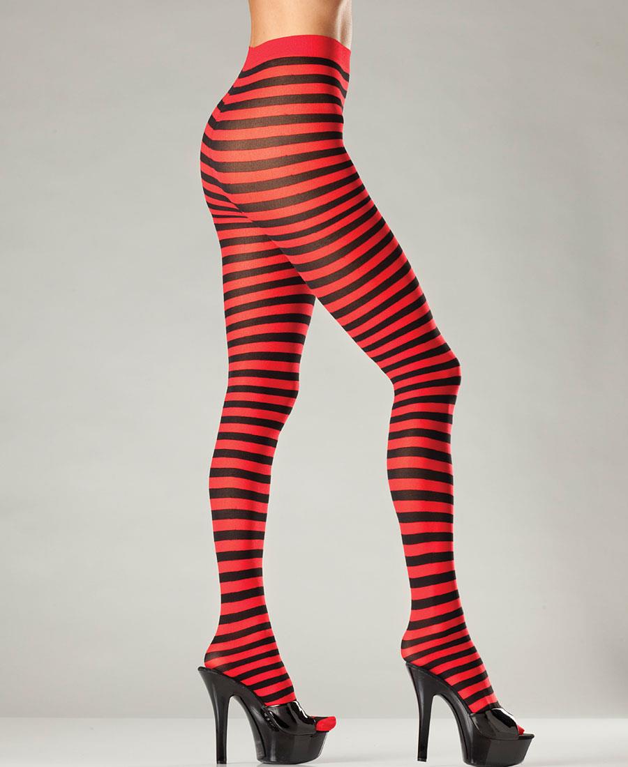 Black And Red Striped Tights